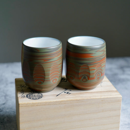 Unzen Gama Tokoname-Yunomi Teetassen-Set (2 Stück)